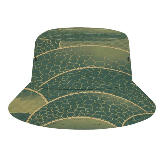 Men'S And Women'S Universal Fisherman'S Hat Sun Protection Can Be Easily Matched With All Kinds Of Clothing For Picnic Camping Climbing And Fishing Snake Skin Print Style LightGreen_2