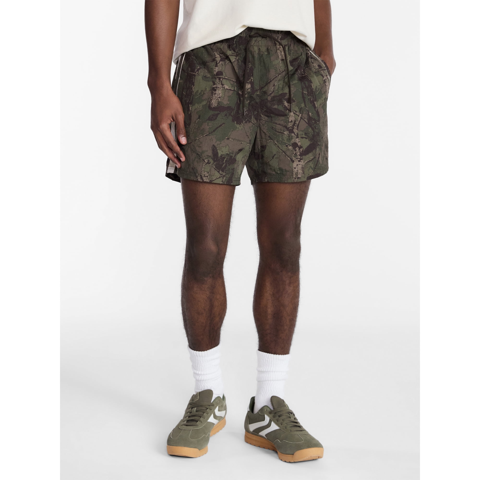 No Boundaries Men's Nylon Track Shorts, 6 in Inseam, XS-5XL