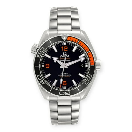 Pre-Owned Omega Planet Ocean 215.30.44.21.01.002 Black Orange Bezel Steel Mens Watch