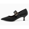 thumbnail image 2 of Womens Kitten Heels Mary Jane Shoes Closed Pointed Toe Dress Shoes Buckle Work Office Pump Shoes, 2 of 4