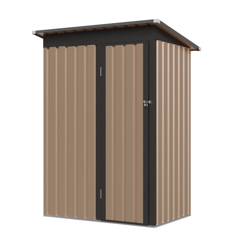 5x3 FT Outdoor Small Storage Shed with Lockable Door, Bike Tool Storeroom with Insulated Roof, Metal Shelter for Lawn Backyard