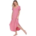 thumbnail image 2 of Camisones para mujer, camisones de manga corta, ropa de dormir suave, vestido de noche liso, 2 of 6