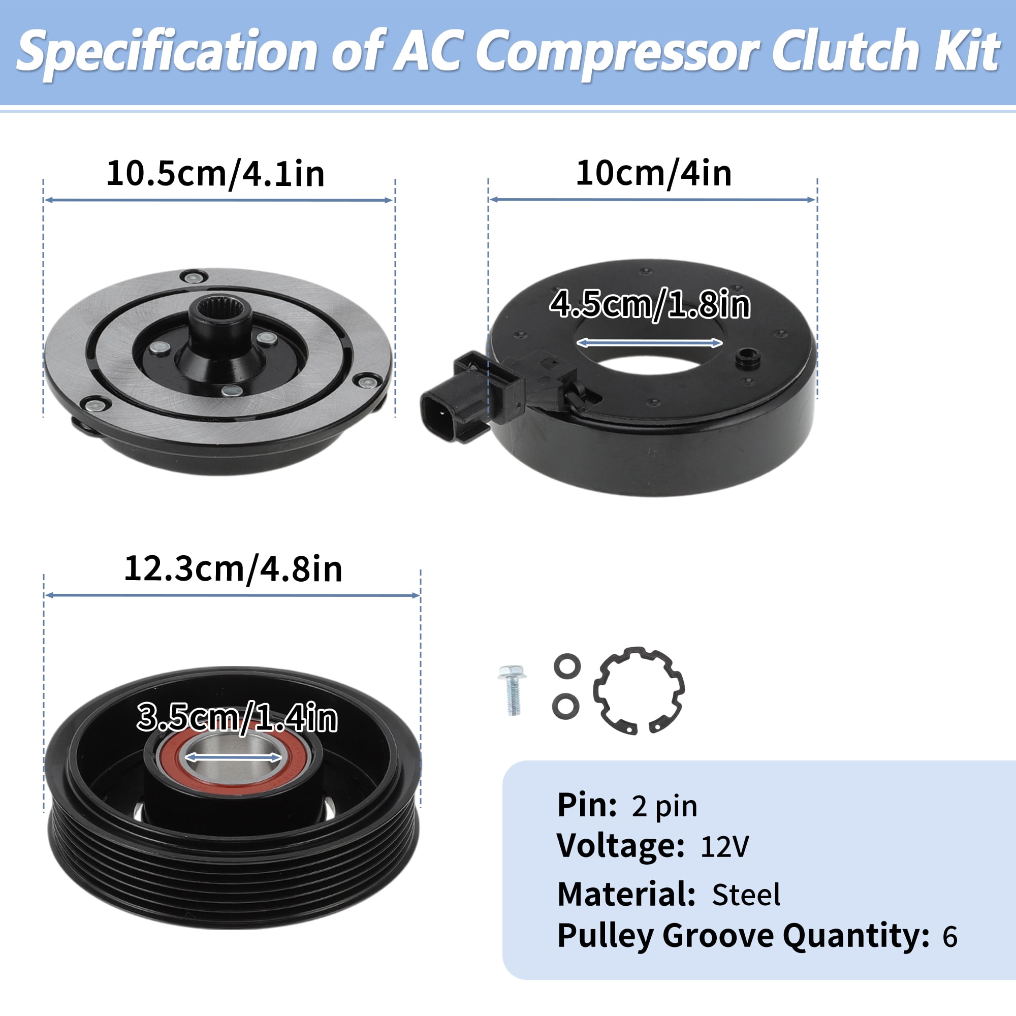 Unique Bargains AC Compressor Clutch Kit for Chrysler Models HCC-RS18/RS18