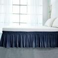 thumbnail image 3 of Wrap Around Bed Skirts 15" Drop, Fully Elastic Dust Ruffle, Soft and Luxury, Fade Resistant, Machine Washable Luxurious Fabric, Twin XXL Size - Navy Blue Solid., 3 of 4