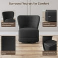 thumbnail image 4 of BELLEZE Swivel Accent Chair, Modern Upholstered 360° Swivel Barrel Chairs Comfy Small Club Chairs for Nursery, Hotel, Bedroom, Office, Lounge - Cortona (Dark Grey), 4 of 7