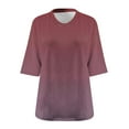 thumbnail image 6 of AnuYalue Womens Plus Size T-Shirt Loose Fit 3/4 Length Sleeve Blouse Color Block V Neck Shirt Casual Trendy Tops, 6 of 6