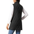 thumbnail image 3 of Women's Long Puffer Vest Stand Collar Sleeveless Puffy Jackets Lightweight Gilet Quilted Warm Coat S Black, 3 of 6