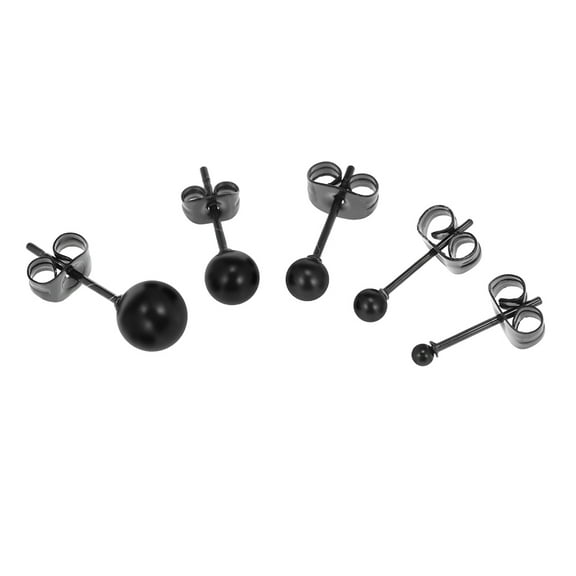 Nishore Ear Studs,Sizes Men Women Steel Round Ball Ear Studs 5 Studs 5 Pair Steel - Stainless Pair Set Sizes Ball Ear Studs Stainless Steel 5 Pair Set Zroven Eryue Set Of Sizes Pairs Set Of