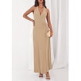 thumbnail image 6 of PRETTYGARDEN Holiday Cocktail Dresses for Women Summer Elegant V Neck Halter Backless Wedding Guest Party Midi Dress, 6 of 7