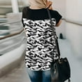 thumbnail image 4 of Summer Tshirts for Womens Fashion Short Sleeve V Neck Tops Leopard Pocket Patchwork Tunic Basic Tee, 4 of 5