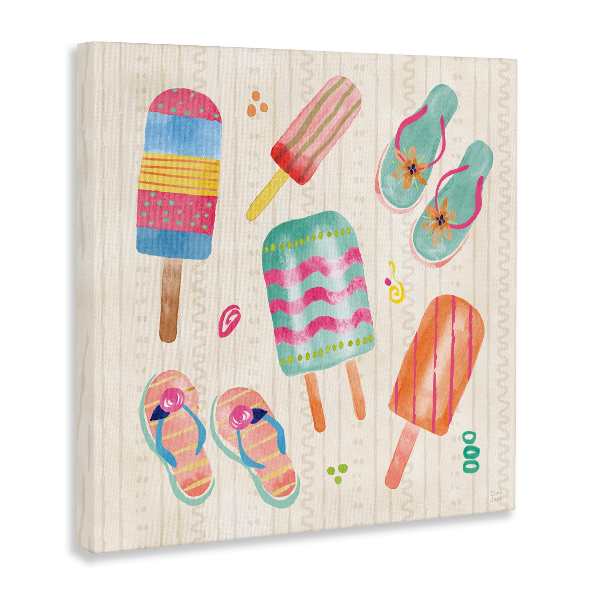 Stupell Industries Summer Popsicles & Sandals Canvas Wall Art, design by Dina June