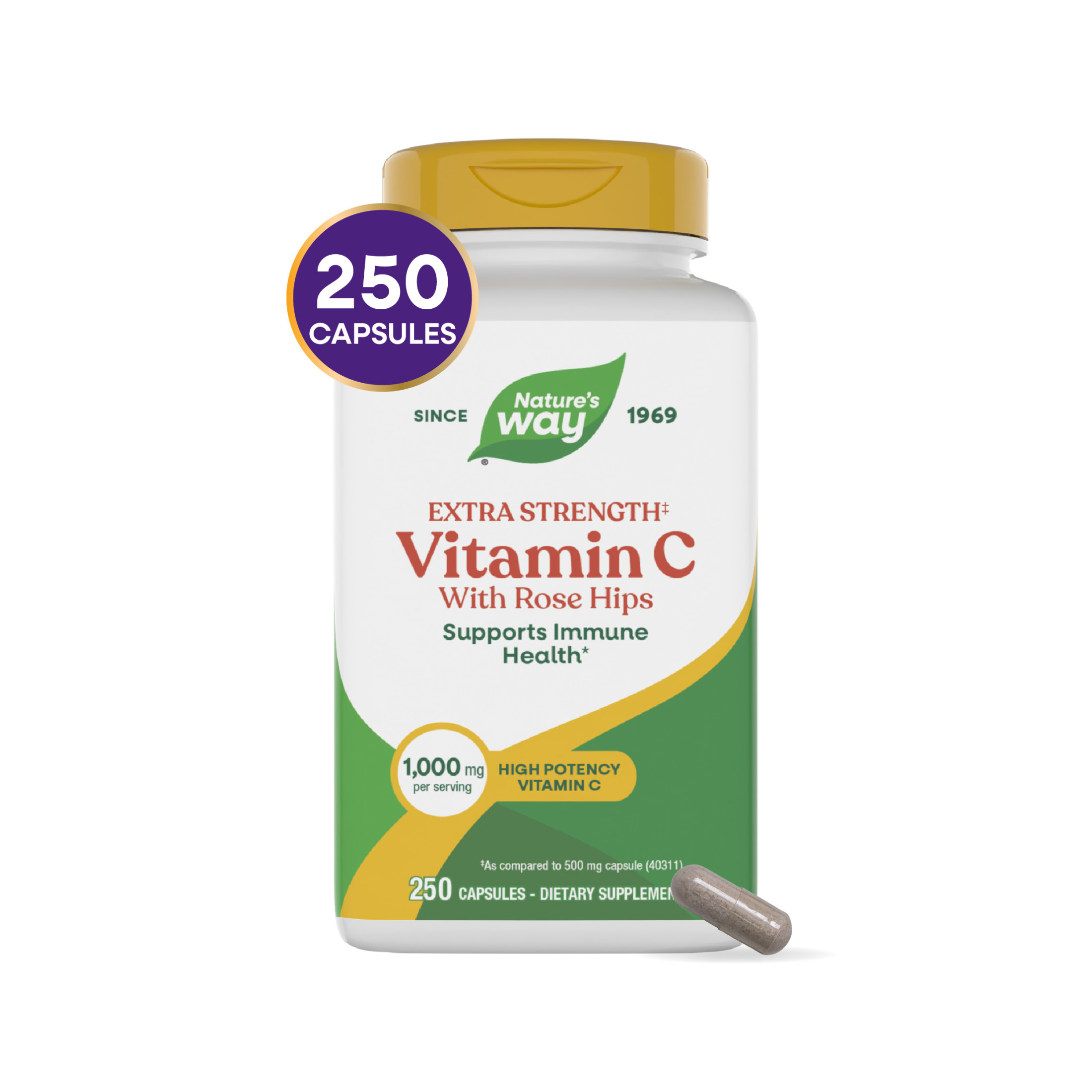 Nature's Way Extra Strength‡ Vitamin C with Rose Hips Capsules, Supports Immune Health*, 250ct