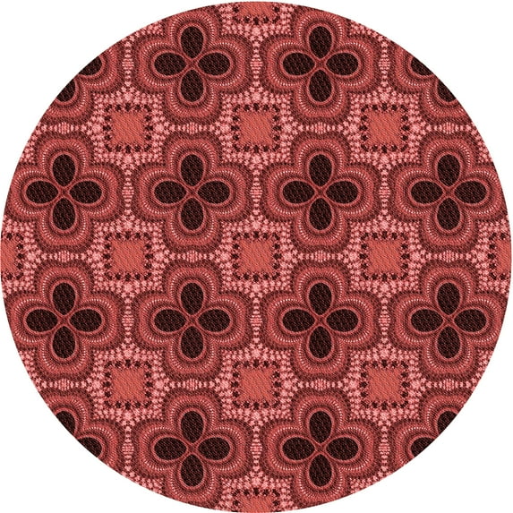 Ahgly Company Machine Washable Indoor Round Transitional Cranberry Red Area Rugs, 8' Round
