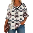 thumbnail image 3 of TaTaai Women's Printed V-Neck Top Half Sleeve Flared Ruched Front Casual Summer Chic Blouse T-Shirt Daily Work Party Vacation Gift, 3 of 6