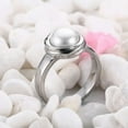 thumbnail image 5 of Luxury Natural Pearl Band Women's Stainless Steel Wedding Engagement Ring Sz 7-9, 5 of 6