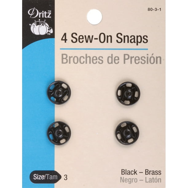 Black Sew On Snaps Size 3 4/Pkg