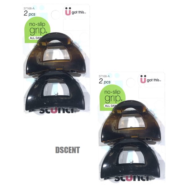 2 Pack of Scunci No Slip Grip All Day Hold Jaw Hair Clips 2 pcs Colors