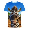 thumbnail image 3 of Men's Silly Zebra Print Tee, Big-eyed Buck-toothed Zebra Face 3D All-over Graphic, Short Sleeve Round Neck T-Shirt, Comfortable Moisture-wicking Fabric, Novelty Animal Top for Summer Casual, 3 of 5