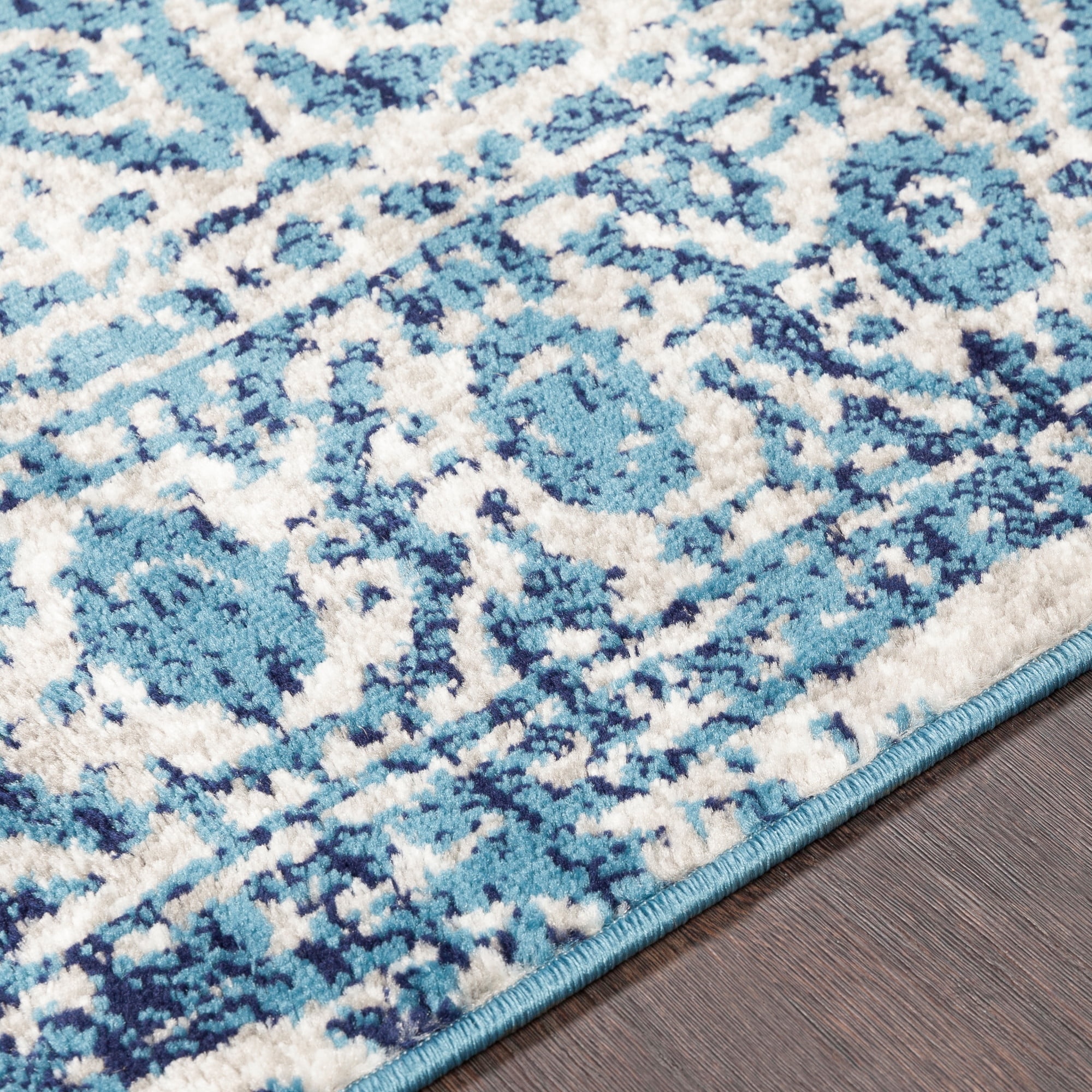 Livabliss Area Rugs for Living Room, 7x9 Monte Carlo Traditional Blue Rug, Bedroom Dining Room Home Decor Stain Resistant Carpet (6'11" x 9')