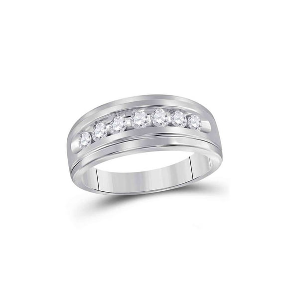 FB Jewels 10kt White Gold Mens Round Diamond Wedding Band Ring 1/2 Cttw
