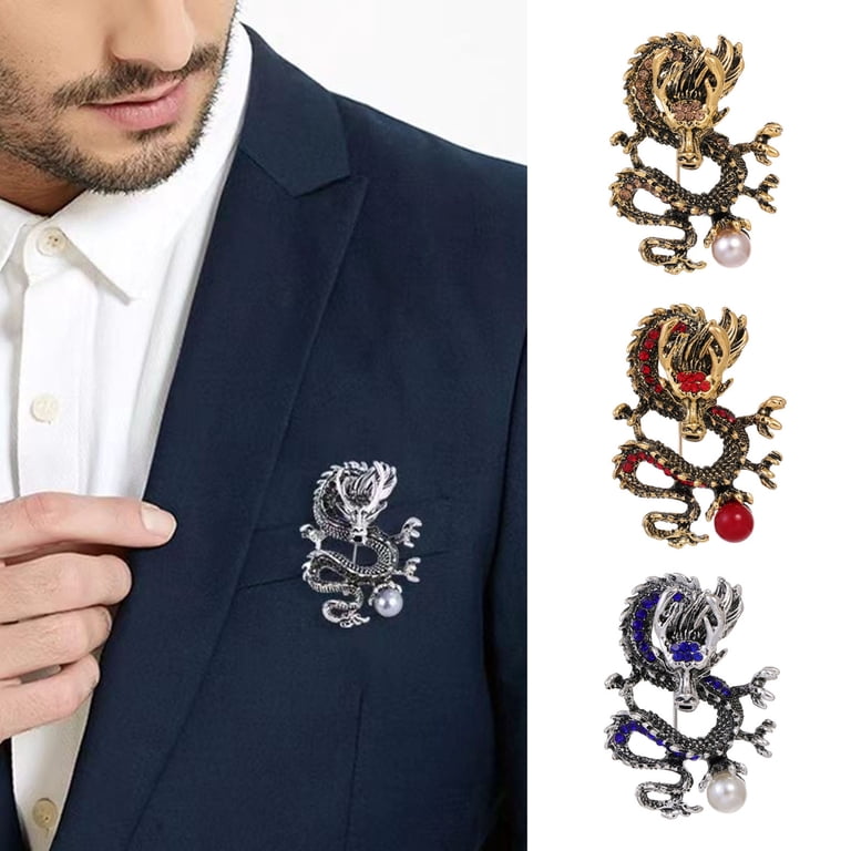 Draak Broche Pin Vintage 12 Zodiac Dragon Totem Broche Revers Pin Voor Vrouwen Mannen Mode Sjaal Kraag Pin Corsage Sieraden, Stras, Stras