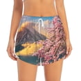 thumbnail image 2 of Xecao's Cherry Blossoms for a double-layer running short for women, perfect for gym, tennis, and more, featuring a convenient pocket., 2 of 9