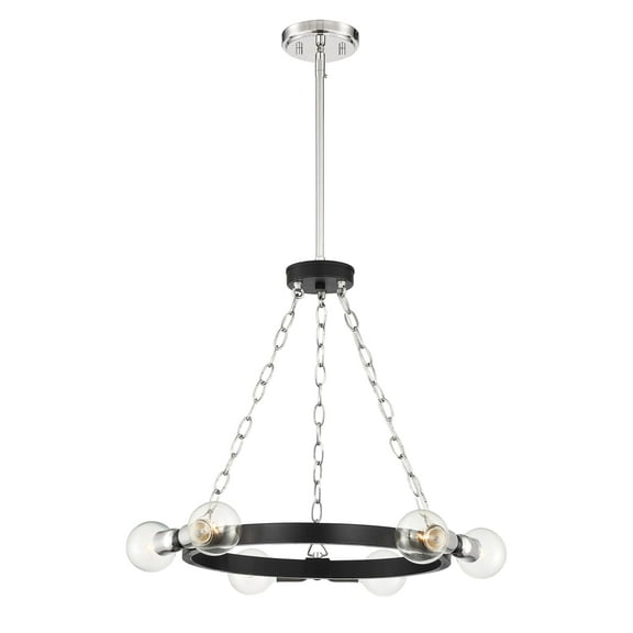 Designers Fountain Huxton Black 6 Light Chandelier for Dining Room, Living Area, 93486-BK