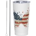 thumbnail image 2 of 20 Oz Insulated Tumbler with Lid and Straw, American Butterfly Vintage Flag Mom Dad Iced Coffee Stainless Steel Vacuum Insulated Tumbler Cup Travel Mug for Hot and Cold, 2 of 5