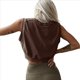 thumbnail image 3 of Camiseta Deportiva Corta para Mujer, , Sin Mangas, para Yoga, Correr, Gimnasio, Algodón, Marrón, XL, 3 of 7
