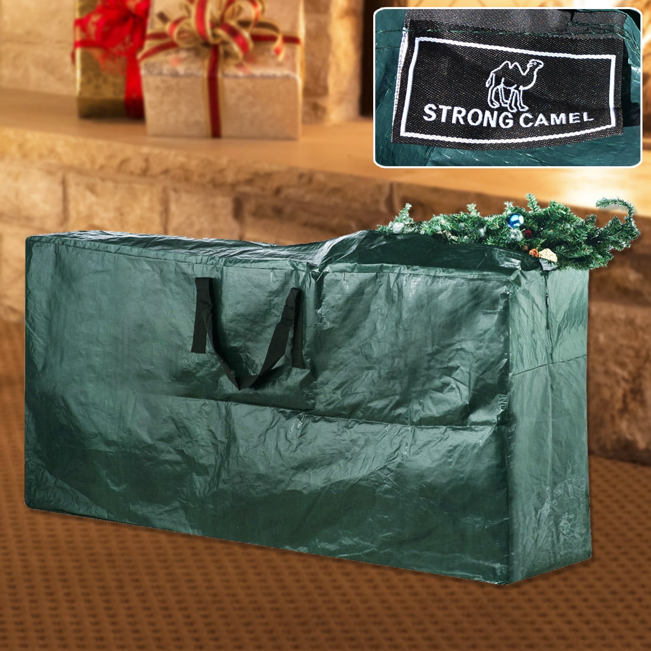 Sunrsie Large Artificial Christmas Tree Storage Bag for Clean Up Holiday Up to 9', Green