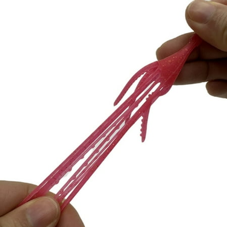 4Pcs 10Cm/4.5G Octopus Squid Bait Fluo Saltwater For Snapper Fishing Soft Lure Pink 10Cm