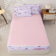 thumbnail image 4 of Manfei Dreamy Rainbow Zipper Twin Comforter Sets with Fitted Sheet and 2 Pillowcases, Star Cloud Moon Zipper Bedding Set, Lavender, Pink Reversible, 4-Piece, 4 of 7