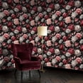thumbnail image 6 of Floral Peel and Stick Wallpaper Floral Peonies Black Wall Mural 17.7in x 9.8ft Self Adhesive Removable Wall Paper Renter Friendly Wallpaper for Bedroom Nursery Kids, 6 of 8