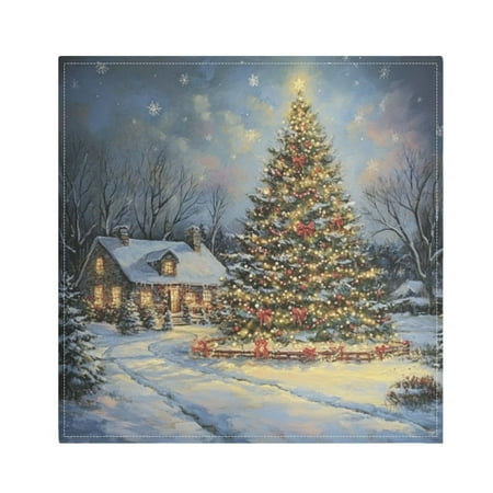 

Napkin Satin Napkin 20*20Inchx6 Kitchen Towel Dinner Plate Towel Decorative Towel Napkin Tea Towel Suitable For Kitchen Table Christmas House and Tree Picture