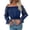 Blue, variant on Long Sleeve Shirts for Women Y2k Floral Mesh Patchwork Off Shoulder Ruffle Trim Cropped Blouse Top