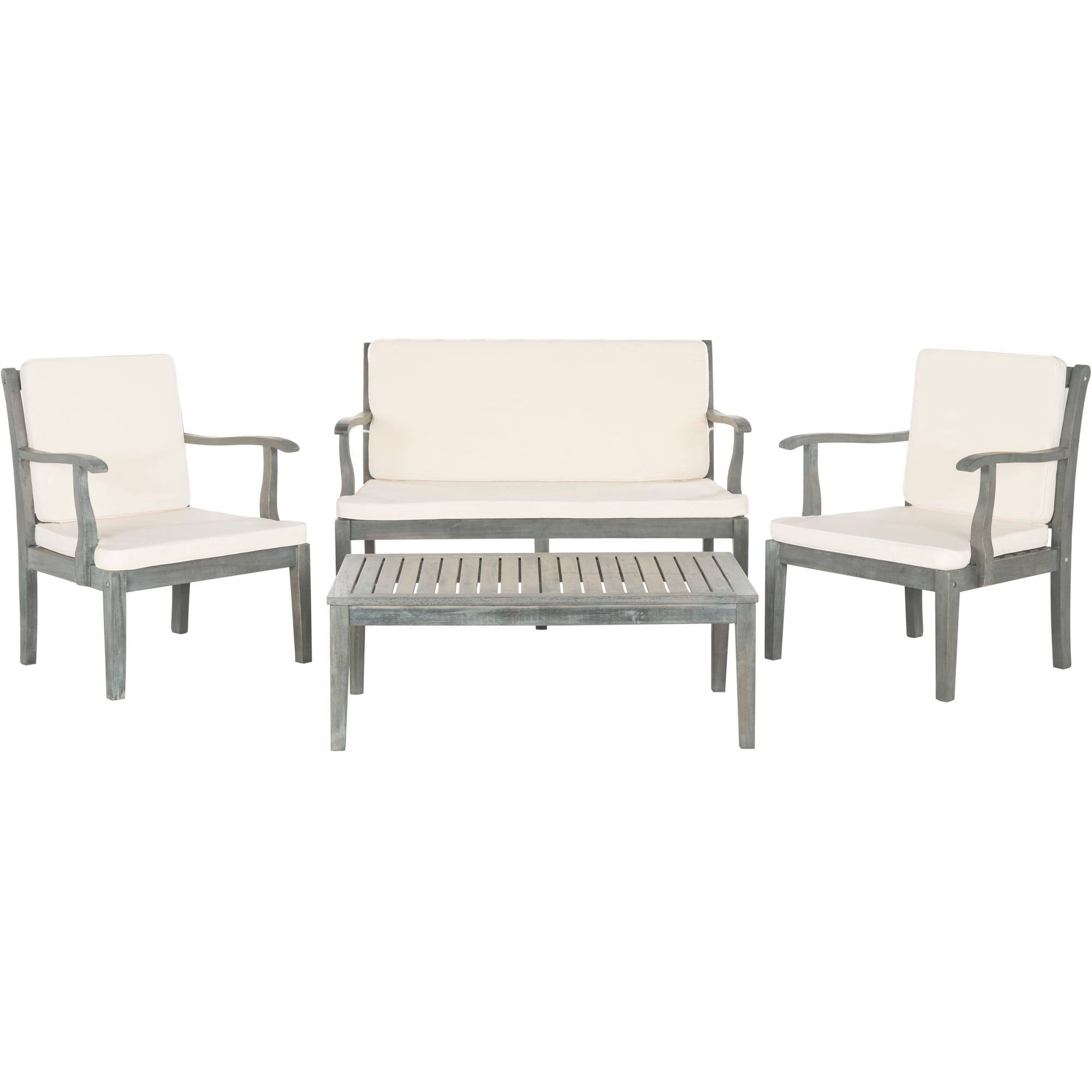 Safavieh Monclair 4-Piece Outdoor Living Set, Ash Grey