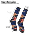 thumbnail image 2 of Xecao Bowling Ball And Flame print thigh-high socks, crafted for both men and women with a stretchy, high-opaque design perfect for daily wear, 2 of 6