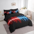 thumbnail image 3 of Homewish Waves Geometric Striped 7pcs Bedding Comforter Set,Abstract Geometric Lines Queen Bedding Sets,Red Blue Black Queen Sheet Sets For Children,Breathable Home Decor Reversible, 3 of 8