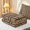 thumbnail image 6 of Manfei Vintage Plaid Themed Zipper Full Size Comforter Sets with Fitted Sheet and 2 Pillowcases,Retro Grid Zipper Bedding Set,Brown,Reversible,4pcs, 6 of 8