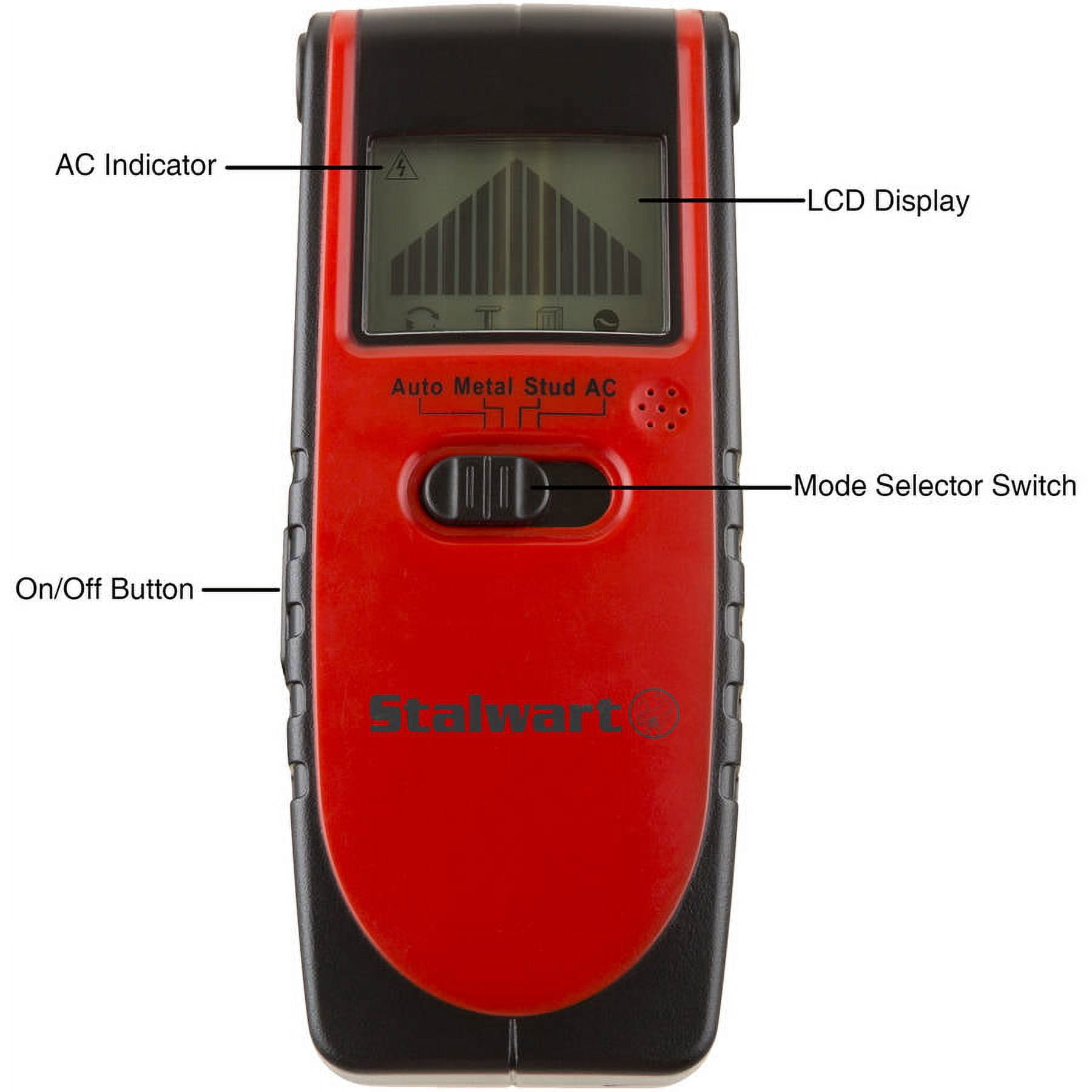 Stalwart 3-in-1 Compact Stud Finders Electronic Wood and Metal Detector and Live Wire Sensor with Backlit LCD Screen with 9 V Battery