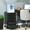 thumbnail image 4 of HOMCOM File Cabinet with 5 Drawer Wheels Storage Organizer Black, 4 of 10