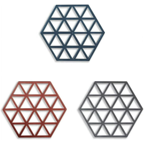 Silicone Trivet Mat - Hot Pot Holder Hot Pads for Table & Countertop, Trivet Kitchen Trivets - Non-Slip & Heat Resistant, Kitchen Hot Pads for Pots & Hot Dish (Set of 3 Piece Hexagon)