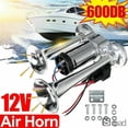 thumbnail image 2 of Super Loud 12V Dual Trumpet Electric Car Horn Kit, Universal Air Horn For Car SUV Truck Motorcycle Boat RV, Easy Installation With Bracket (Chrome/Black), 2 of 16