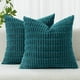 thumbnail image 1 of wonima44 MIULEE Pack of 2 Corduroy Decorative Euro Sham Throw Pillow Covers 24x24 Inch Soft Boho Striped Pillow Covers Modern Farmhouse Home Decor for Summer Coastal Sofa Living Room Couch Bed Teal, 1 of 1