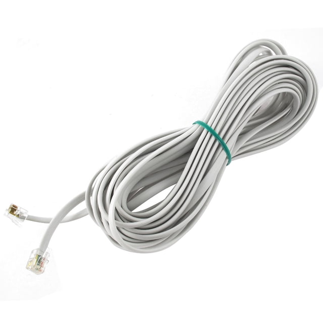 33Ft Length 6P6C RJ11 Telephone Extension Fax Modem Cable Line Grey