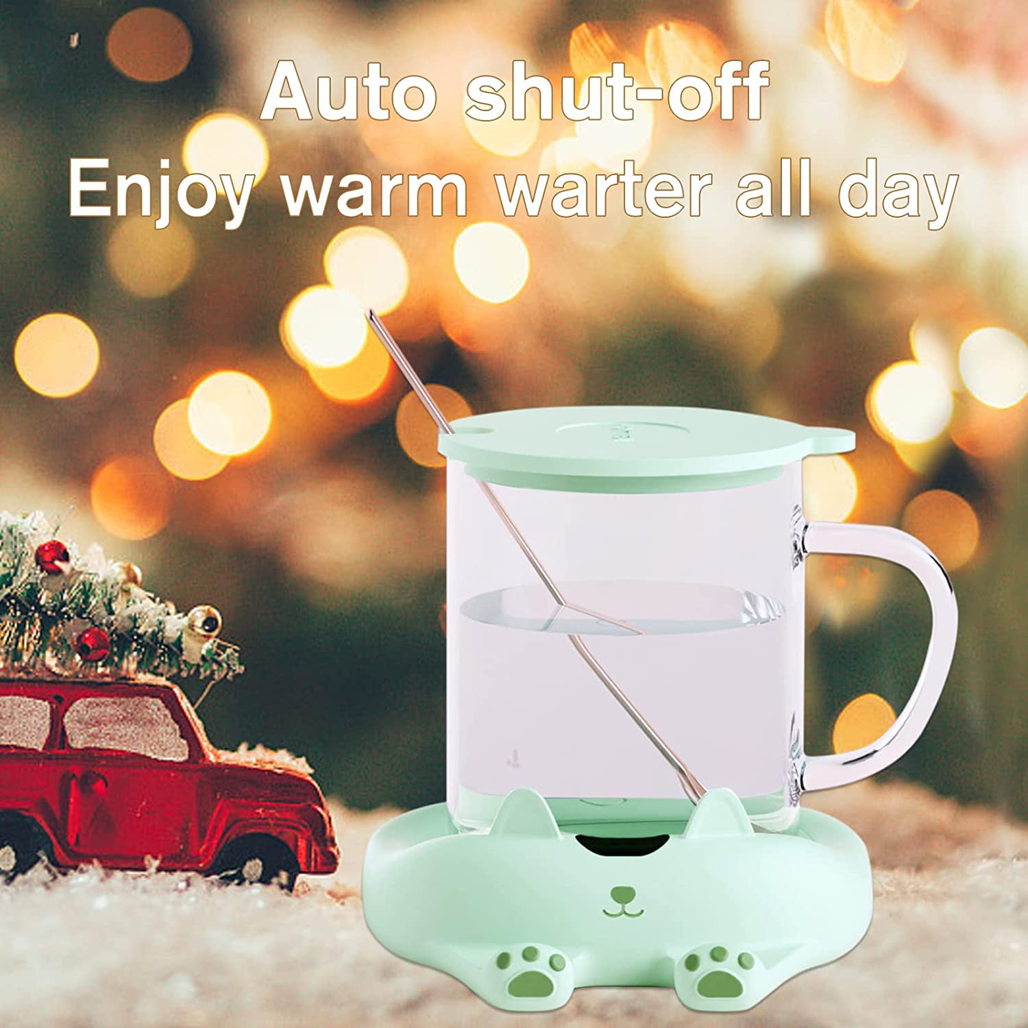 Cocobela Waterproof Smart Coffee Mug Warmer, Coffee Cup Warmer for Desk Auto Shut Off, Electric Beverage Warmer Plate with Two Temperature Settings