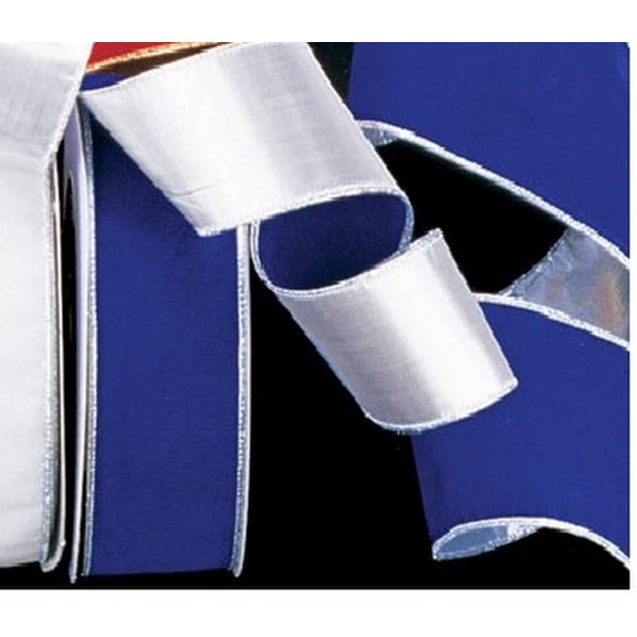 The Ribbon People Navy Blue and Silver Wired Craft Ribbon 6" x 20 Yards