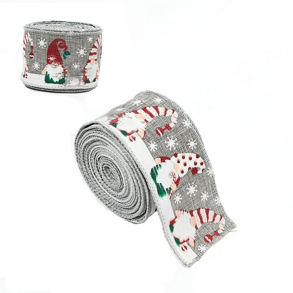 Christmas Ribbon, Holiday Decoration Ribbon, Santa Claus Pattern Fabric Ribbon for Christmas Tree Accessories, Soft Texture, Washable, Colorful, Wrinkle-Free, Weather Resistant, Home and Window Decor