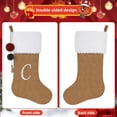 thumbnail image 4 of Pxniy 19.5 inches Personalized Velvet Christmas Stocking,Initials Embroidered Letter Christmas Stocking with pom poms, for Fireplace Hanging Decor and Xmas Gift(Gold R), 4 of 6