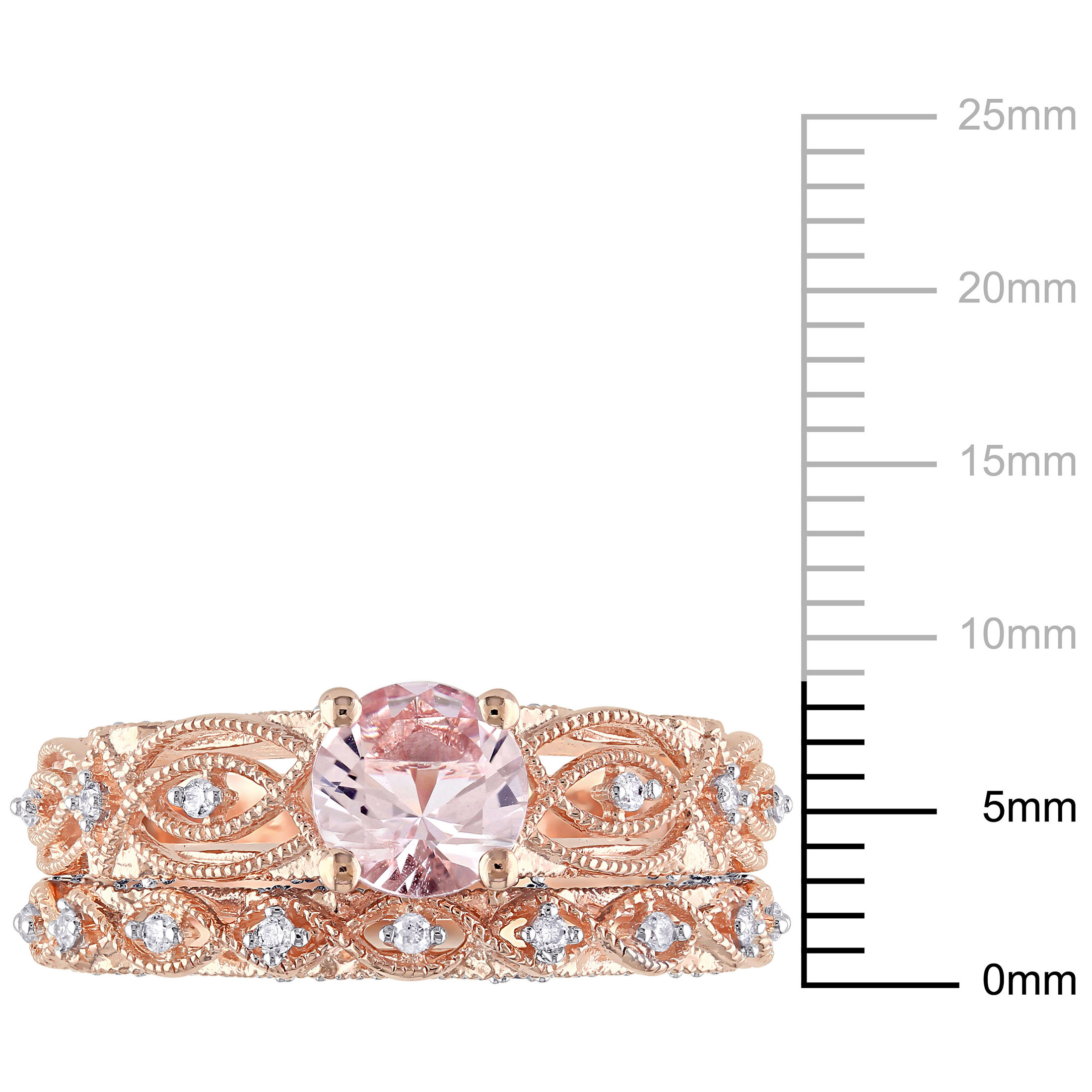 Everly Women's Morganite 10k Rose Gold Bridal Set